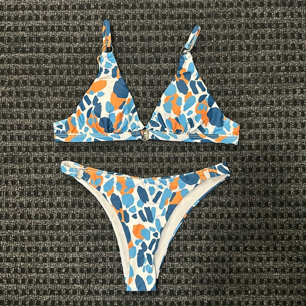 Blue and orange swimsuit
